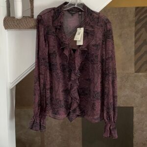 Women's Purple Ruffle Blouse